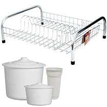 Escorre secador de pratos aramado porta copo + lixeira / porta sabao / porta detergente - INTERPONTE