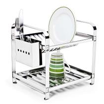 Escorredor 12 Pratos Em Aço Inox Montado Com Porta Talheres Inox