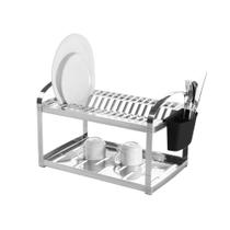 Escorredor 16 Pratos Com Escorredor De Talheres Em Plástico E Aço Inox Brinox