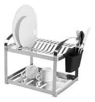 Escorredor 16 Pratos Com Porta Talheres de Plástico - Dinox
