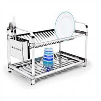 Escorredor 20 Pratos Em Aço Inox Com Porta Talheres Inox Mak Inox.