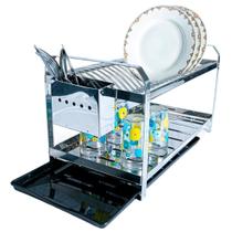 Escorredor 20 Pratos Porta Talher Inox C/ Bandeja Coletora