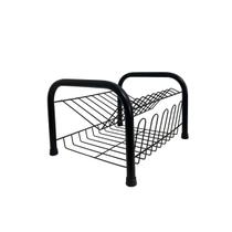 Escorredor Bancada Pia Mini Compacto Secador De Louças 9 Pratos Talheres Copos Preto Resistente 2 Andares Multiuso