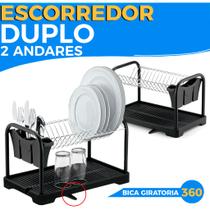 Escorredor com Bica de Agua Arthi Talheres Cromado Porta Copos e Porta Talheres Grande Não Enferruja Preto 15 Pratos