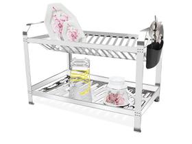 Escorredor De Aço Inox 16 Pratos Com Porta Talheres Plástico- Dinox