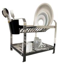Escorredor de aço inox para 16 pratos com porta talheres - Paracambi