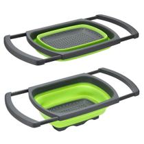 Escorredor De Alimento Retrátil Silicone Dobrável Verde