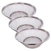 Escorredor de Alimentos Inox 3 Unidades Massas Cesta Aço Escorredor de Alimentos Inox 3 Unidades Massas Cesta Aço