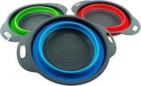 Escorredor de Alimentos Macarrão Multiuso Silicone 24cm Redondo Dobrável Retrátil