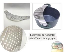 Escorredor de Alimentos Massa Macarão Legumes Meia Tampa 33cm Aço Inox - Importadora Farrapos