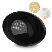 Escorredor de Arroz Lavador de Salada Plástico Preto Multiuso Cozinha Alimentos Pote Tigela