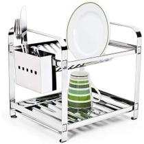 Escorredor de Louça 12 Pratos Aço Inox MakInox Porta Talher Inox