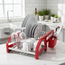 Escorredor de Louça 12 Pratos Vermelho em aço Inox Cama com Porta Talher Cozinha Organizador Pia Cozinha Casa Escorredor Louca Escorredor de Louça 12 Pratos Vermelho em aço Inox Cama com Porta Talher Cozinha Organizador Pia Cozinha Casa Escorredor Louca