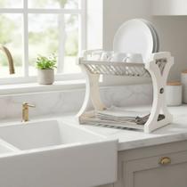 Escorredor de Louça 16 Pratos Branco em aço Inox com Porta Talher Cozinha Organizador Pia Escorredor de Louça 16 Pratos Branco em aço Inox com Porta Talher Cozinha Organizador Pia