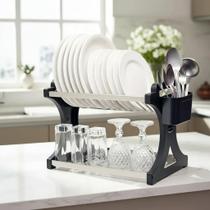 Escorredor de Louça 16 Pratos Preto em aço Inox Alto com Porta Talher Cozinha Organizador Pia Cozinha Casa Escorredor Louca Escorredor de Louça 16 Pratos Preto em aço Inox Alto com Porta Talher Cozinha Organizador Pia Cozinha Casa Escorredor Louca