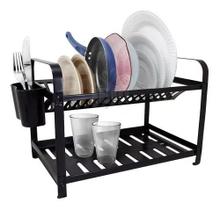 Escorredor De Louça 16 Pratos Talheres Cor Preto
