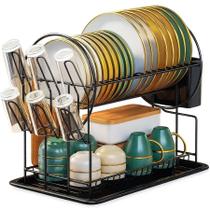 Escorredor De Louça 19 Pratos 2 Andares com Porta Copos Talheres e Bandeja Escorredor De Louça 19 Pratos 2 Andares com Porta Copos Talheres e Bandeja