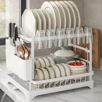 Escorredor de Louça 2 Andares Branco com Dreno 360, Bandeja Coletora e Porta Talheres Moderno, Versátil e Sofisticado WESTING by BSMIX