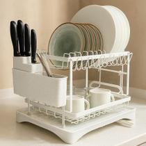 Escorredor de Louça 2 Andares Branco com Dreno 360, Bandeja Coletora e Porta Talheres Moderno, Versátil e Sofisticado WESTING by BSMIX