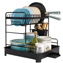 Escorredor De Louça 2 Andares Com Drenagem Automática e Porta Talheres