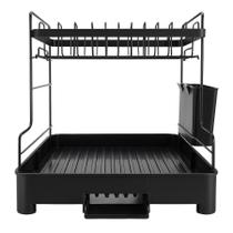 Escorredor De Louça 2 Andares Com Drenagem Automática e Porta Talheres