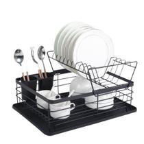 Escorredor de Louça 2 Andares em Metal Preto Fosco
