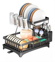 Escorredor De Louça 2 Em 1 Decoteam 2 Níveis E Ralo Ajustável