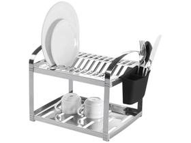 Escorredor De Louça Aço Inox 12 Pratos + Porta Talher Brinox Escorredor De Louça Aço Inox 12 Pratos + Porta Talher Brinox