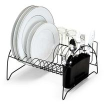 Escorredor De Louça Aço Porta Copos Talher Arthi Preto Black Cozinha Escorredor de Pratos Cromado Pia Seca Louças