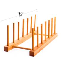 Escorredor de Louça Bambu Porta Pratos Copos Tabuas para bancada 6 Divisórias 30 cm - Clink