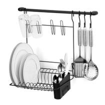Escorredor de louça cook home kit 8 cozinha black - arthi