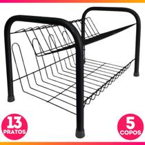 Escorredor De Louça Cozinha 13 Pratos Copo Duplo 2 Andares Porta Copos