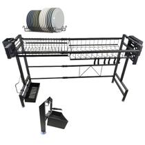 Escorredor de Louça Cozinha Modular Ajustavel Pia Bancada Utensilios Prato Talheres Copo Gancho Prateleira Resistente Duravel Organizaçao