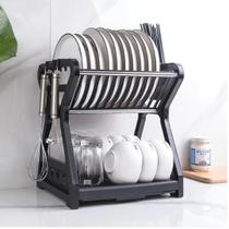 Escorredor De Louça Cozinha Prato Duplo Porta Talheres Preto Organização Desmontável Escorredor De Louça Cozinha Prato Duplo Porta Talheres Preto Organização Desmontável