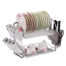 Escorredor de Louça Cozinha Rack de Pratos Armazenamento Aço Inox