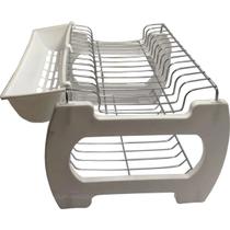 Escorredor De Louça Cromado Suporte Talheres Branco 2 Andar