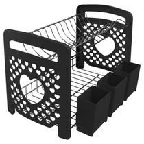 Escorredor de Louça Cuore Porta Talheres Pratos Preto De Aço Escorredor de Louça Cuore Porta Talheres Pratos Preto De Aço