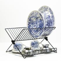 Escorredor De Louça Dobravel Com Bandeja Preto