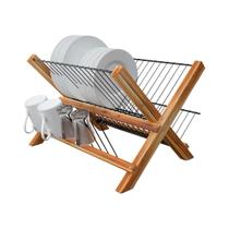 Escorredor De Louça Dobrável Em Madeira Retrô Teca