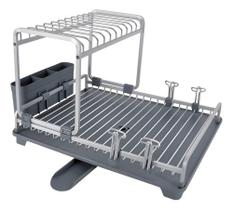 Escorredor De Louca Duplo Em Aluminio 3 Pecas Ate 20 Pratos