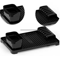 Escorredor De Louça e Pratos Flat Modular 6 Pratos Cor Preto