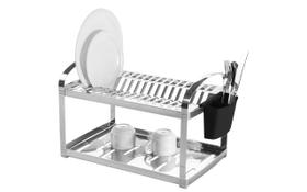 Escorredor de Louça em Aço Inox 16 pratos, Dois Andares e Escorredor de Talheres Brinox Suprema