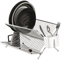 Escorredor de Louça em X Laminado Cromado 20 Pratos Porta Talher Plástico Organização Cozinha Escorredor de Louça em X Laminado Cromado 20 Pratos Porta Talher Plástico Organização Cozinha