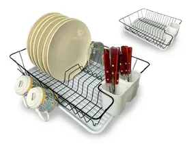 Escorredor De Louça Inox Para 15 Pratos Grande Com Porta Talher Copo Bandeja Talher Cozinha Bancada