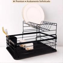 Escorredor de Louça Inox Premium 2 Andares PortaTalheres, Bandeja e Capacidade p/ 9 Pratos WESTING by BSMIX