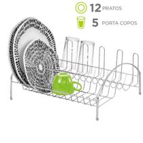 Escorredor de Louça Laminado 12 Pratos 05 Copos Espaço Lateral para Talher Escorredor de Louça Laminado 12 Pratos 05 Copos Espaço Lateral para Talher