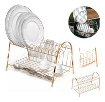 Escorredor De Louça Max Duplo 15 Pratos Rose Gold - Arthi