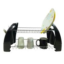 Escorredor De Louça Misto Preto 12 Pratos 12 Copos Inox