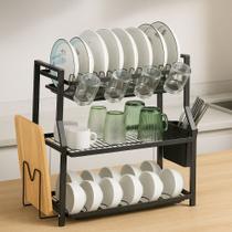 Escorredor de Louça Organizador Cozinha 3 Andares Preto Deend