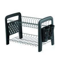 Escorredor De Louca P/ 16 Pratos Duplo Preto Porta Talheres - ANTAU